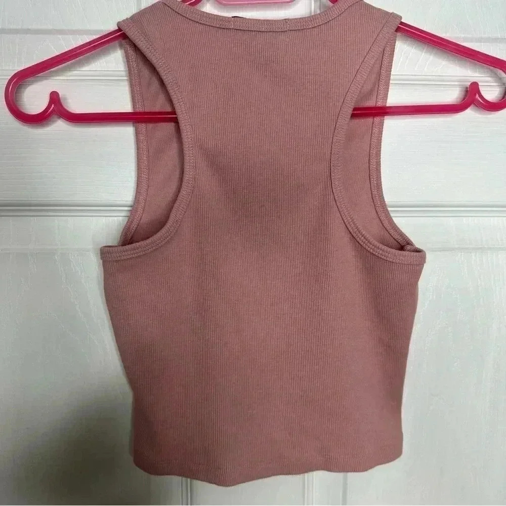 SWS Essentials Tank Top Cropped Ribbed Racerback  Pink Size Medium - Picture 10 of 16